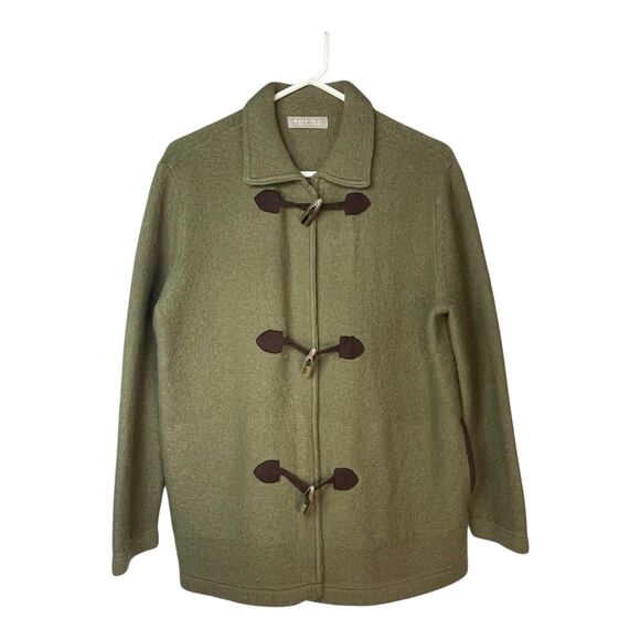 Vintage Kate Hill Wool Toggle Chore Sweater Jacket Olive Green PL Upcycle - Picture 8 of 8